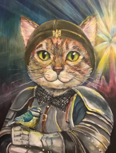 Peinture intitulée "Cat Winner" par Oksana Sushko, Œuvre d'art originale, Acrylique