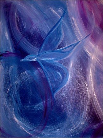 Painting titled "Nel blu" by Maria Riccio, Original Artwork, Oil