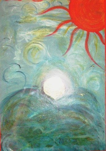 Painting titled "Un nuovo pianeta" by Maria Riccio, Original Artwork, Oil