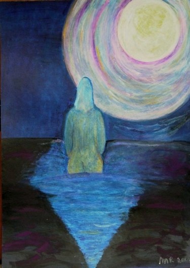 Pittura intitolato "Chiaro di luna" da Maria Riccio, Opera d'arte originale, Olio