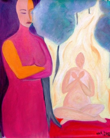 Pittura intitolato "Il sentimento della…" da Maria Riccio, Opera d'arte originale, Olio