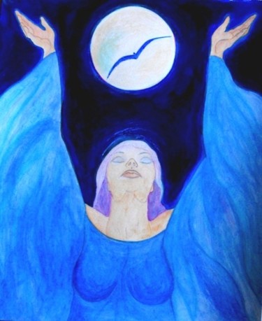 Pittura intitolato "La Sacerdotessa" da Maria Riccio, Opera d'arte originale, Olio