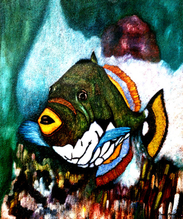 Pittura intitolato "Pesce" da Marisa Basile, Opera d'arte originale, Olio