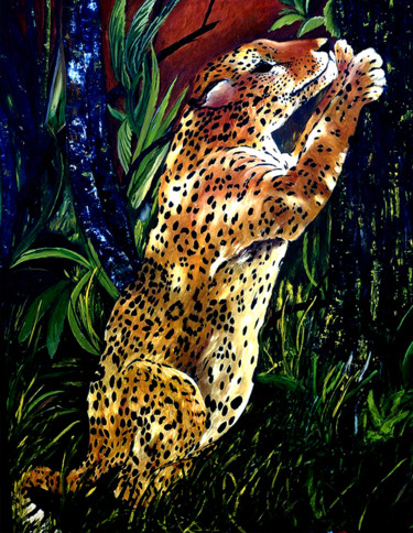 Pittura intitolato "Leopardo" da Marisa Basile, Opera d'arte originale, Olio