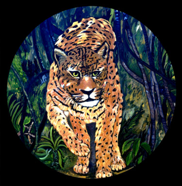 Pittura intitolato "Leopardo cerchio" da Marisa Basile, Opera d'arte originale, Olio