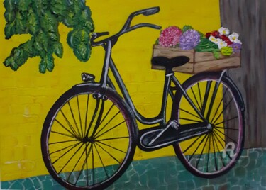 Pintura titulada "Bicicleta" por Marisa Gómez, Obra de arte original, Acrílico Montado en Panel de madera