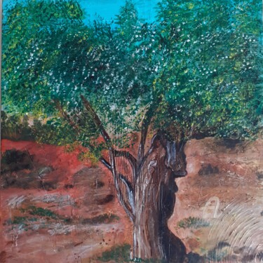 Painting titled "Olivo" by Marisa Gómez, Original Artwork, Acrylic Mounted on Wood Panel