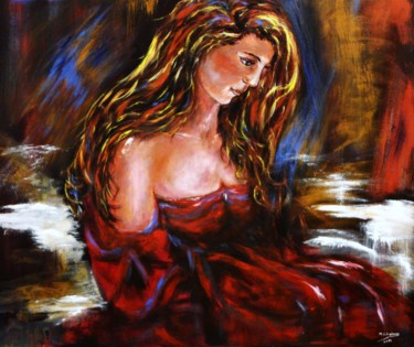 Painting titled "La dama de rojo" by Marisa Espinosa García, Original Artwork