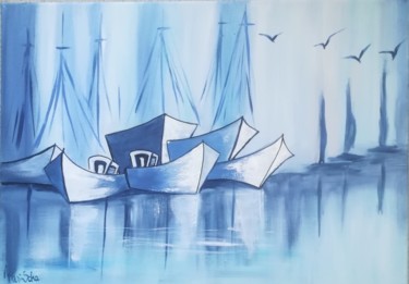 Painting titled "AMBIANCE BLEUE" by Marischa, Original Artwork, Acrylic