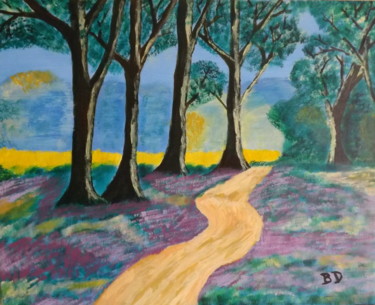 Painting titled "Ce petit chemin qui…" by Blanco46, Original Artwork, Acrylic