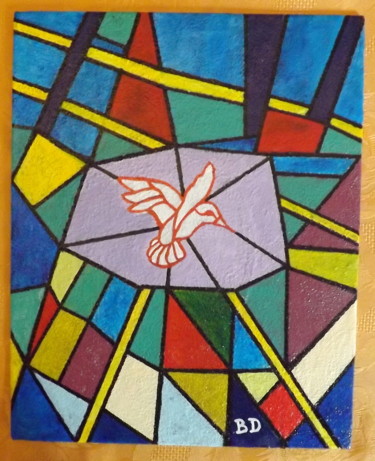 Peinture intitulée "le vitrail de la pa…" par Blanco46, Œuvre d'art originale, Acrylique