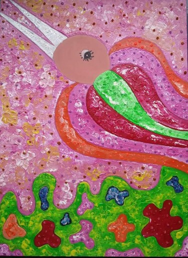 Pintura titulada "Pájaro arcoiris II" por Marisol Pita, Obra de arte original, Acrílico