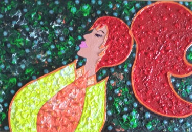 Painting titled "Niña flor" by Marisol Pita, Original Artwork, Acrylic