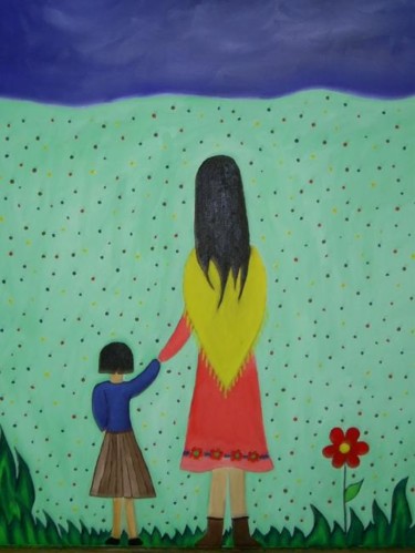 Painting titled "Maternidad I" by Marisol Pita, Original Artwork, Oil