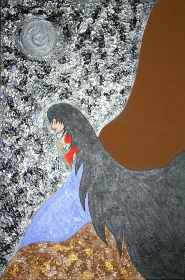 Painting titled "Serie Dama Negra; R…" by Marisol Pita, Original Artwork, Oil