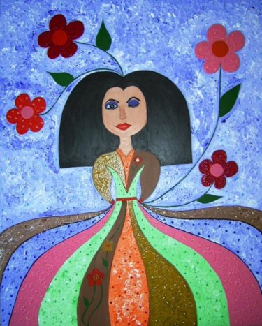 Painting titled "Menina" by Marisol Pita, Original Artwork, Oil