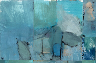 Collages titulada "Azules" por Marisu Solís, Obra de arte original, Recortes