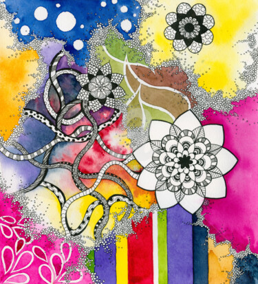 Pintura intitulada "Colors and shapes m…" por Marita Aguilar, Obras de arte originais, Aquarela