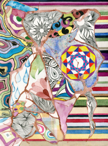 Malerei mit dem Titel "Colors and life" von Marita Aguilar, Original-Kunstwerk, Aquarell Auf Andere starre Platte montiert