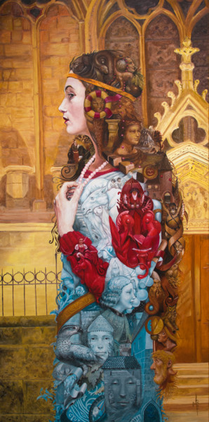 Peinture intitulée "Juliet au collier R…" par Vincent Marit, Œuvre d'art originale, Huile