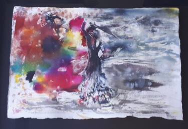 Malerei mit dem Titel "Fiesta" von Marie-Thérèse Aguilar, Original-Kunstwerk, Tinte Auf Andere starre Platte montiert