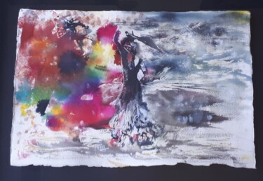 Peinture intitulée "Fiesta" par Marie-Thérèse Aguilar, Œuvre d'art originale, Encre Monté sur Autre panneau rigide