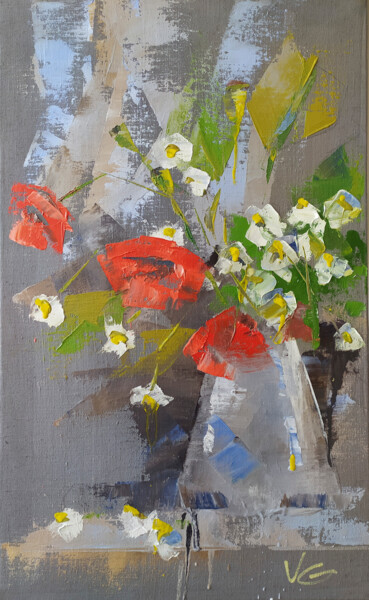 Painting titled "WILDFLOWERS origina…" by Volodymyr Glukhomanyuk, Original Artwork, Oil