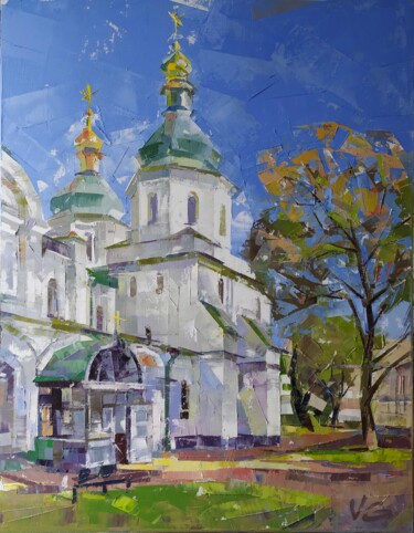 Painting titled "Triptych «KYIV»  pa…" by Volodymyr Glukhomanyuk, Original Artwork, Oil