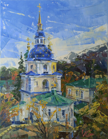 Картина под названием "KYIV. The Vydubytsk…" - Volodymyr Glukhomanyuk, Подлинное произведение искусства, Масло