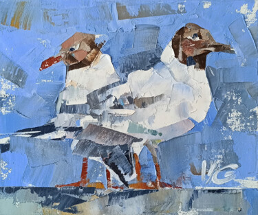 Schilderij getiteld "Series BIRDS BAZAAR…" door Volodymyr Glukhomanyuk, Origineel Kunstwerk, Olie Gemonteerd op Frame voor h…