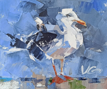 Painting titled "Series BIRDS BAZAAR…" by Volodymyr Glukhomanyuk, Original Artwork, Oil Mounted on Wood Stretcher frame