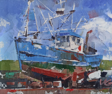 Schilderij getiteld "Marina series FISHI…" door Volodymyr Glukhomanyuk, Origineel Kunstwerk, Olie Gemonteerd op Houten paneel