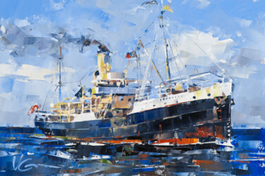 Painting titled "Series Museum Ship…" by Volodymyr Glukhomanyuk, Original Artwork, Oil Mounted on Wood Stretcher frame