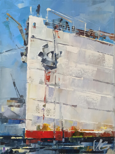Painting titled "Maritime series FOR…" by Volodymyr Glukhomanyuk, Original Artwork, Oil Mounted on Wood Stretcher frame