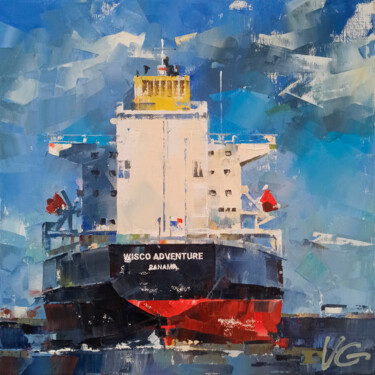 Painting titled "Chemical Tanker WIS…" by Volodymyr Glukhomanyuk, Original Artwork, Oil Mounted on Wood Stretcher frame
