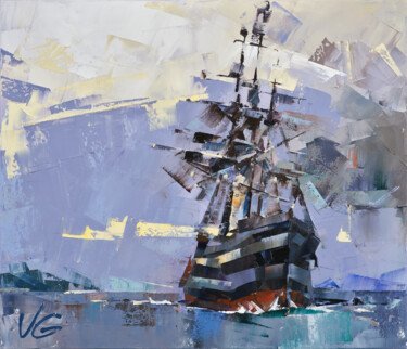 Malerei mit dem Titel "GHOST SHIP" von Volodymyr Glukhomanyuk, Original-Kunstwerk, Öl