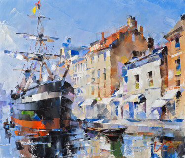 Painting titled "SERENITY CANAL Seri…" by Volodymyr Glukhomanyuk, Original Artwork, Oil Mounted on Wood Stretcher frame