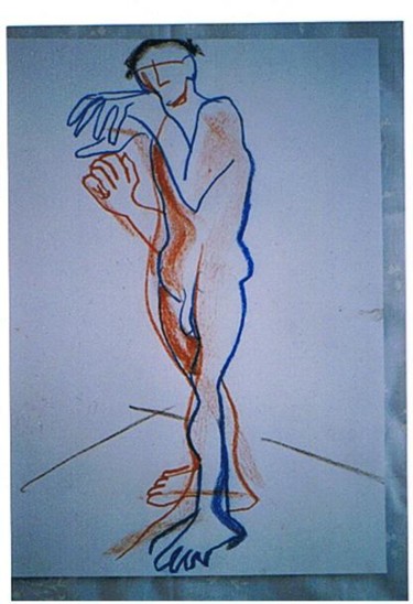 Drawing titled "Dane with big hand" by Prema (Risto), Original Artwork