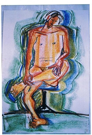 Drawing titled "Actor on the blue c…" by Prema (Risto), Original Artwork