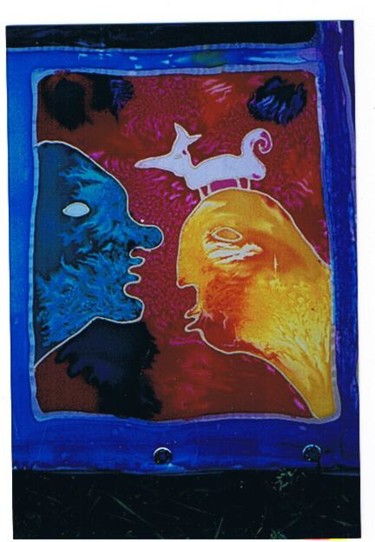Ζωγραφική με τίτλο "Sad man and dog wit…" από Prema (Risto), Αυθεντικά έργα τέχνης