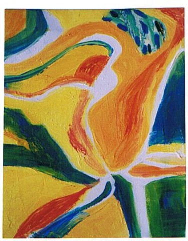 Painting titled "Orange and green" by Prema (Risto), Original Artwork, Oil