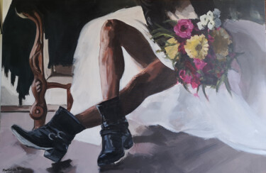 Painting titled "Something Innocent" by Marittie De Villiers, Original Artwork, Acrylic Mounted on Wood Stretcher frame