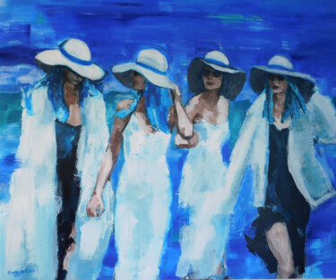 Painting titled "Four Goddesses" by Marittie De Villiers, Original Artwork, Acrylic Mounted on Wood Stretcher frame