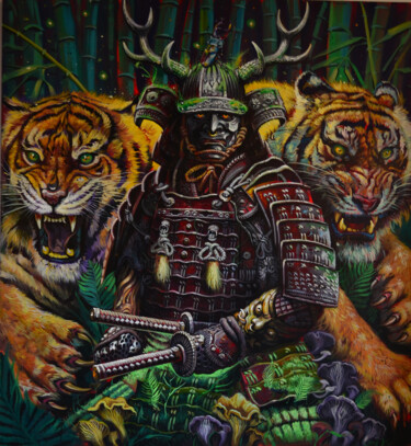 Painting titled "Lord Hunter" by Marius Jucan, Original Artwork, Acrylic Mounted on Wood Stretcher frame