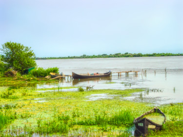 Photography titled "Boats in the Danube…" by Marian Bogatu, Original Artwork, Manipulated Photography