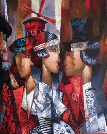 Peinture intitulée "Moulin rouge" par Marius Zabinski, Œuvre d'art originale, Huile