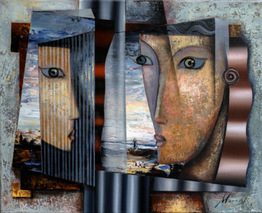 Peinture intitulée "Derrière le rideau" par Marius Zabinski, Œuvre d'art originale, Huile