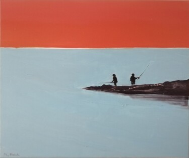Painting titled "Fishing1" by Mariusz Makula, Original Artwork, Oil