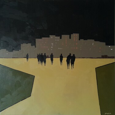Malerei mit dem Titel "Winter night" von Mariusz Makula, Original-Kunstwerk, Öl