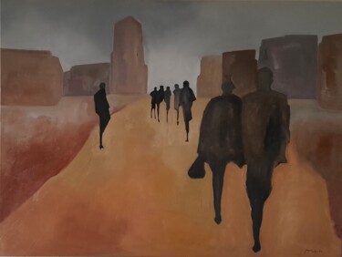 Painting titled "Down The Road" by Mariusz Makula, Original Artwork, Oil